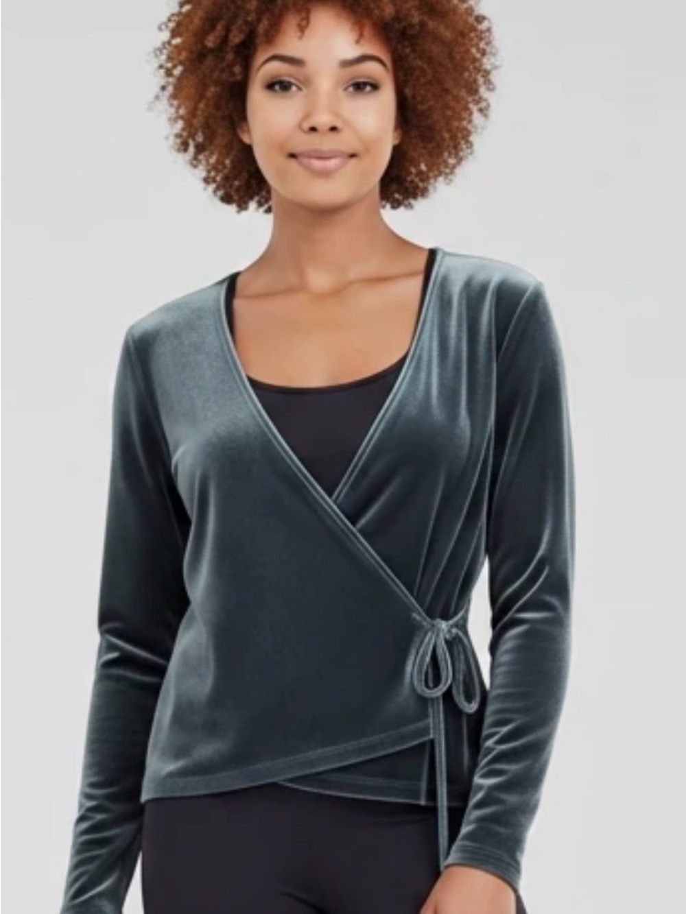Madewell Velvet Wrap Top - Slate Blue